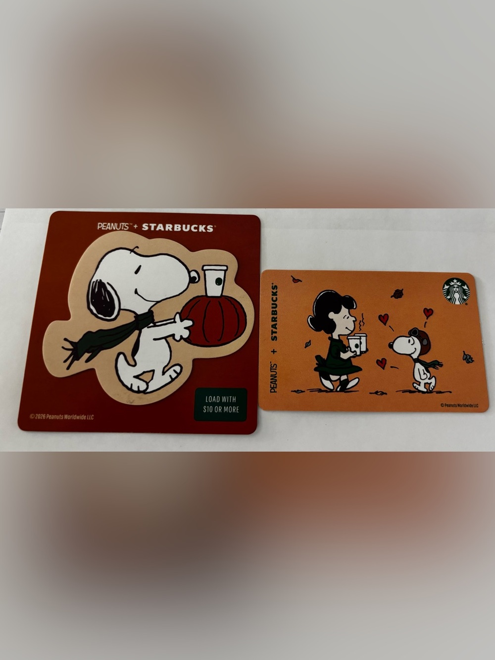 Starbucks USA NEW Snoopy Peanuts Card set of 2 Gift Cards 2026 New Release